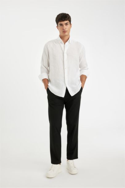 Chemise en lin à manches longues Coupe régulière