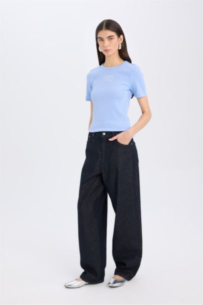 Slim Fit Crew Neck Slogan Camisole Short Sleeve T-Shirt