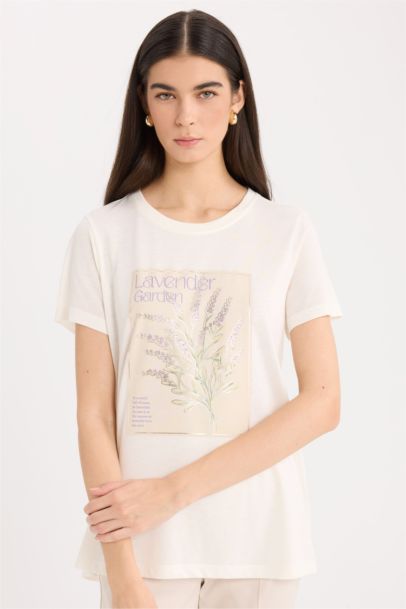 Relax Fit Crew Neck Floral Short Sleeve T-Shirt