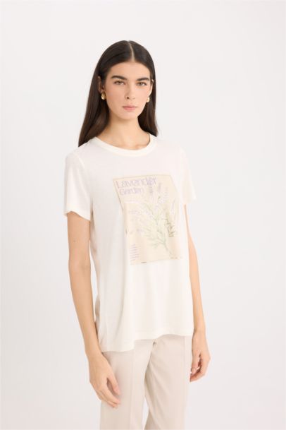 Relax Fit Crew Neck Floral Short Sleeve T-Shirt