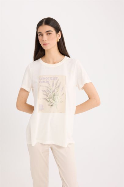 Relax Fit Crew Neck Floral Short Sleeve T-Shirt