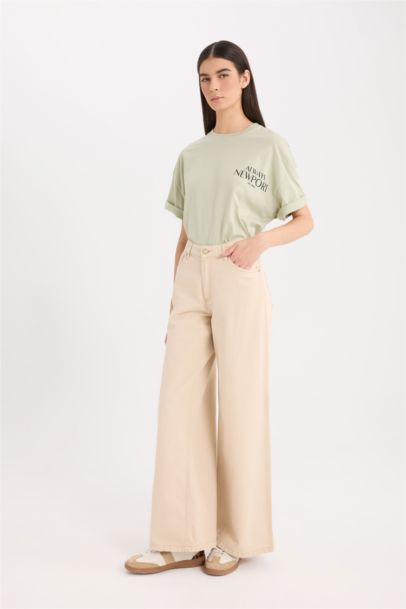 Oversize Fit Crew Neck Printed Short Sleeve T-Shirt