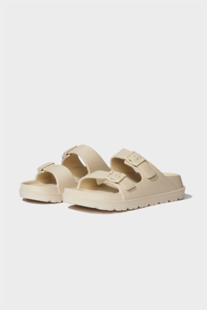 شبشب نسائي إيفا بكعب مسطح بشريط مزدوج