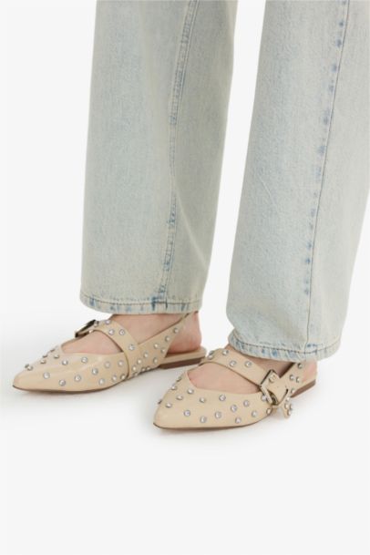 Woman Faux Leather Ballerina Flat Shoes