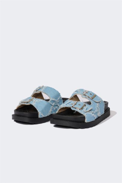 Woman Flat Sole Denim Slippers