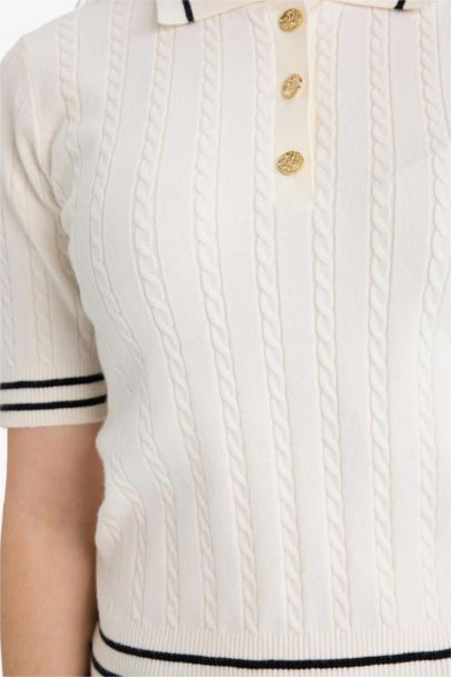 Pull en maille à col polo et manches courtes Coupe régulière