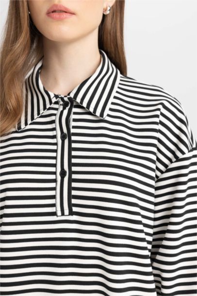 Relax Fit Zippered Striped Maxi Dress