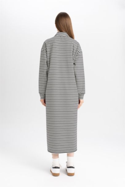 Relax Fit Zippered Striped Maxi Dress