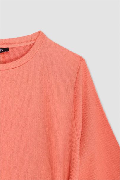 فستان قصة عادية برقبة مستديرة