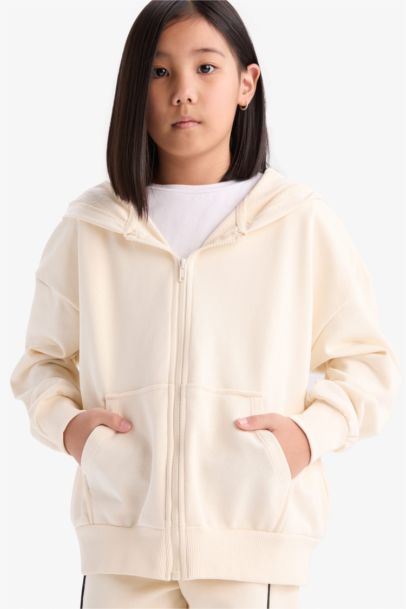 سويت شيرت بناتي بيج بيزك اوفر سايز بكابيشون وجيب