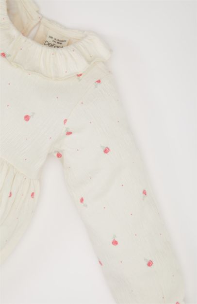 بودي بناتي كم طويل فلورال بأزرار