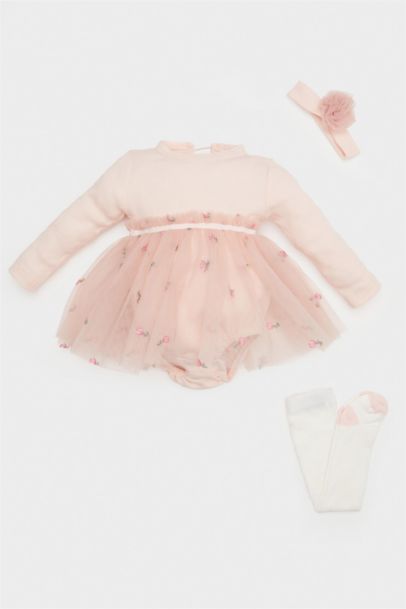 Ensemble de Robe tutu brodée Collants et bandeau pour bébé fille