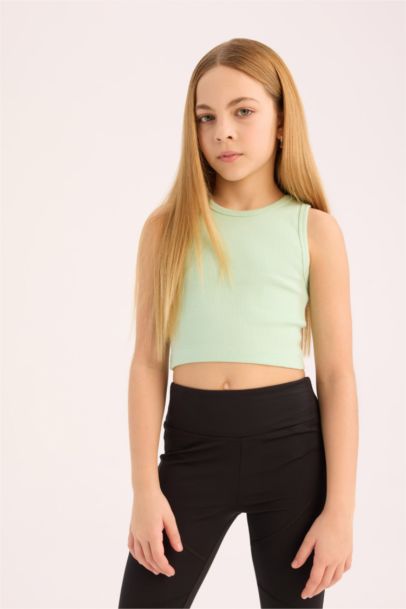 Bisiklet Yaka Basic Düz Atlet Kız Çocuk