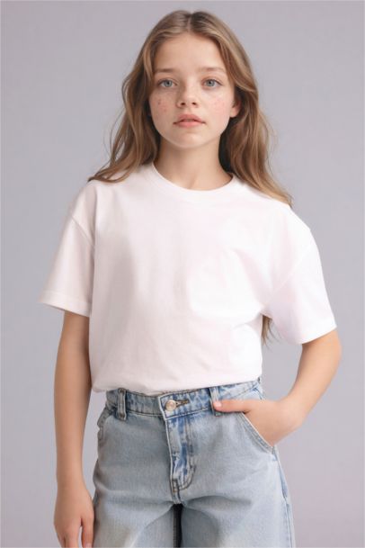 Girl Relax Fit Crew Neck Short Sleeve T-Shirt