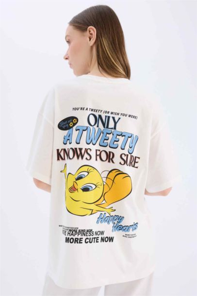 Looney Tunes Oversize Fit Crew Neck Printed T-Shirt