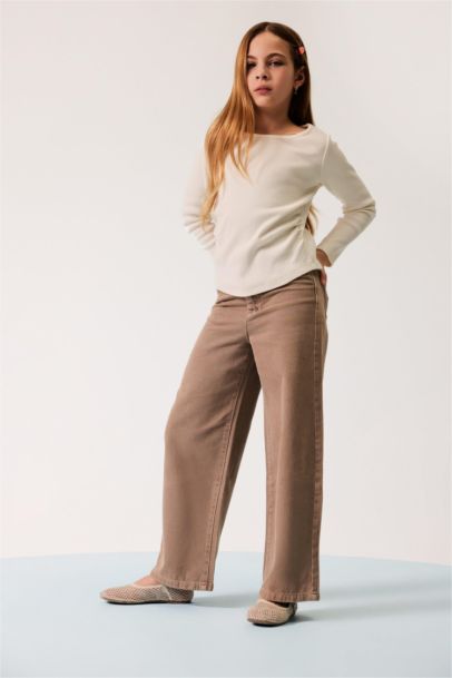 Wide Leg Geniş Paça Pamuklu Pantolon Kız Çocuk