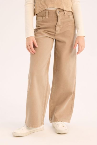 Wide Leg Geniş Paça Pamuklu Pantolon Kız Çocuk