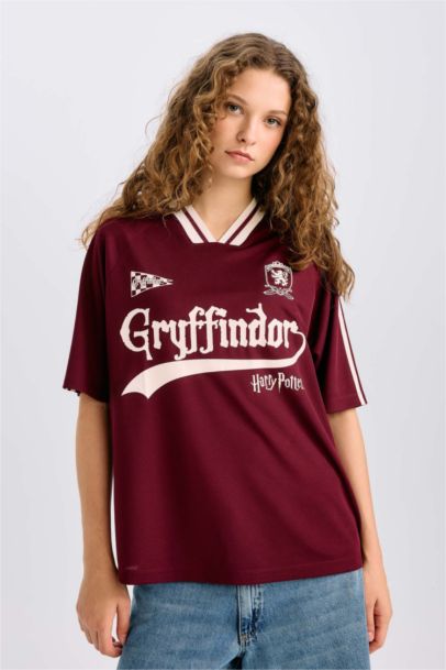 تي شيرت نص كم اوفر سايز بياقة V