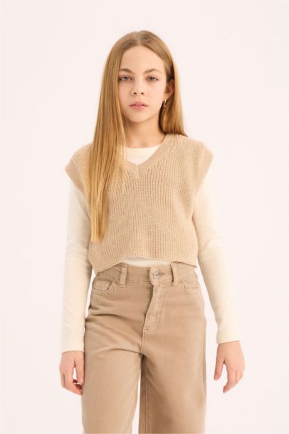 Girl V-Neck Knit Vest