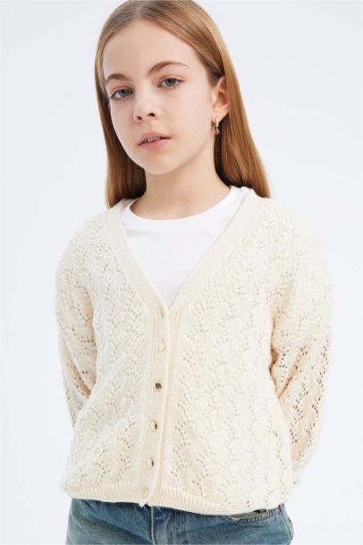 Girl V Neck Cardigan