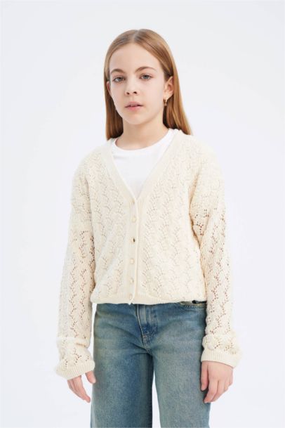 Girl V Neck Cardigan
