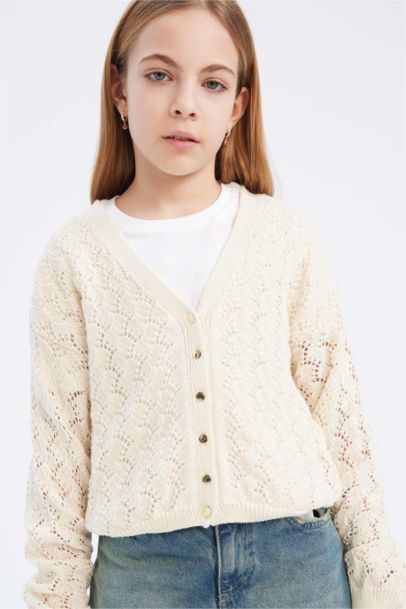 Girl V Neck Cardigan