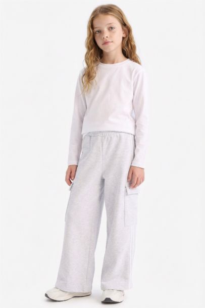 Girl Elastic Waist Wide Leg Sweatpants