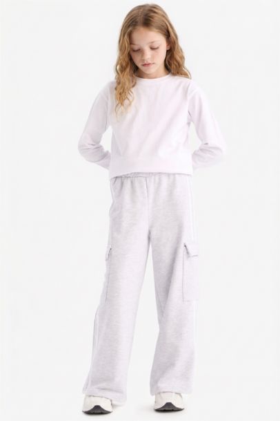 Girl Elastic Waist Wide Leg Sweatpants