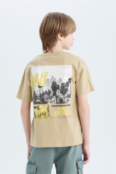 Bisiklet Yaka Sırt Baskılı Kısa Kollu Tişört Erkek Çocuk