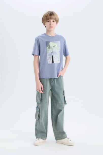 T-shirt imprimé à col rond et manches courtes pour garçon