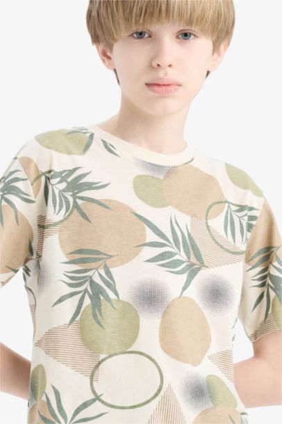 T-shirt imprimé à col rond et manches courtes pour garçon