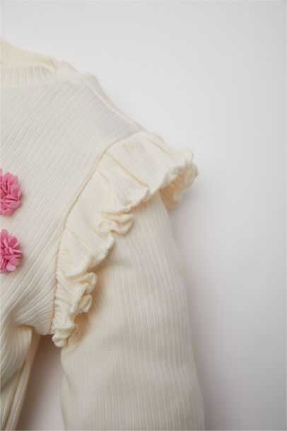 تيشيرت ردن طويل مضلع فلورال قصة عادية بياقة مستديرة