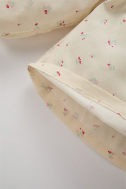 قميص كم طويل بيبي بناتي فلورال من التويل قصة عادية بياقة بيبي