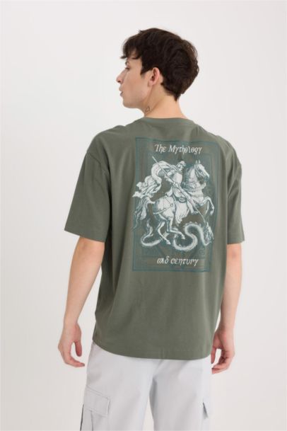 Oversize Fit Crew Neck Back Printed T-Shirt