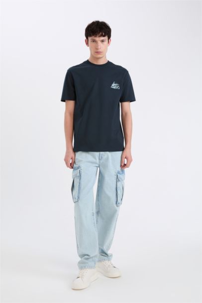 Regular Fit Crew Neck Printed Short Sleeve T-Shirt