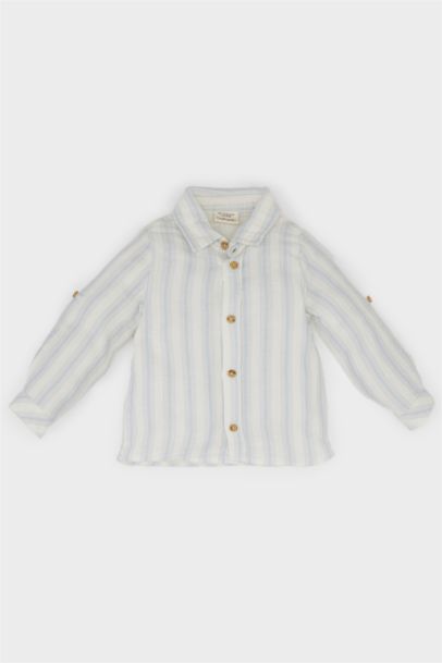 Baby Boy Shirt Collar Striped Long Sleeve Shirt