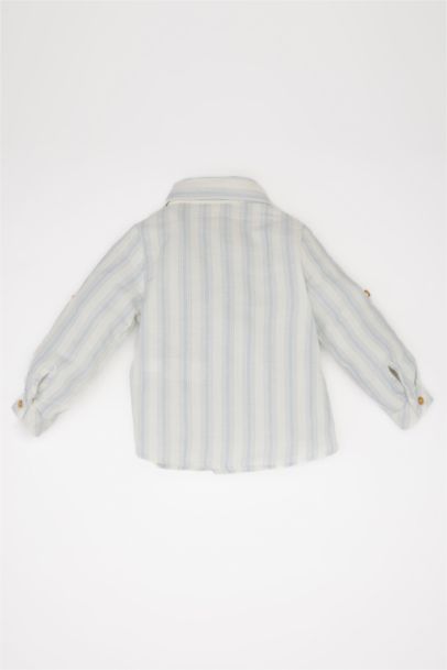 Baby Boy Shirt Collar Striped Long Sleeve Shirt