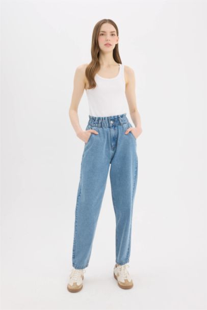 Jean paperbag à taille haute et longueur cheville