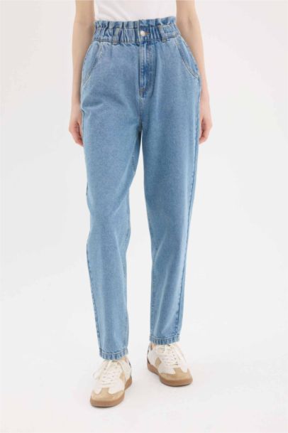 Jean paperbag à taille haute et longueur cheville