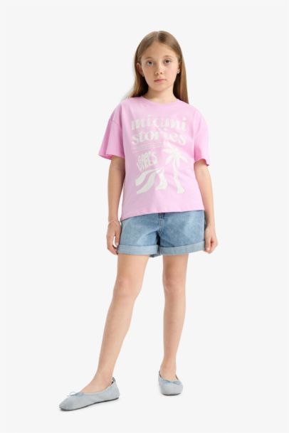 Girl Relax Fit Crew Neck Printed 2 Piece T-Shirt