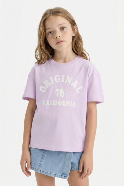 Girl Relax Fit Crew Neck Anime Printed 2 Piece T-Shirt