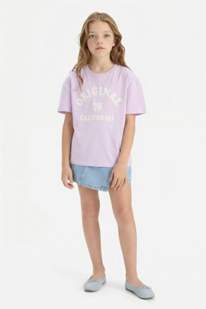 Girl Relax Fit Crew Neck Anime Printed 2 Piece T-Shirt