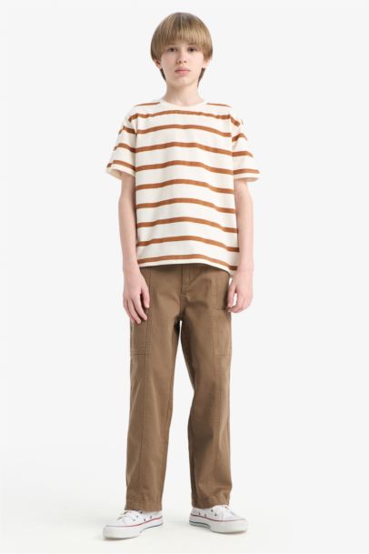Bisiklet Yaka Çizgili Kısa Kollu Tişört Erkek Çocuk