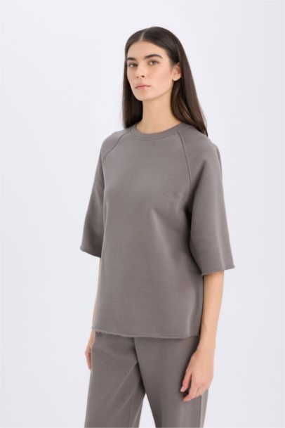 Oversize Fit Crew Neck Casual Sweatshirt