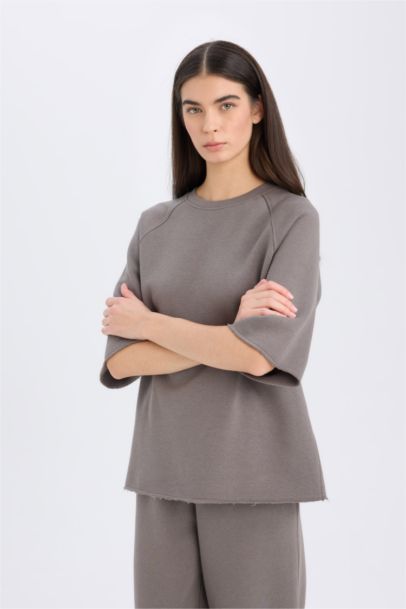 Oversize Fit Crew Neck Casual Sweatshirt