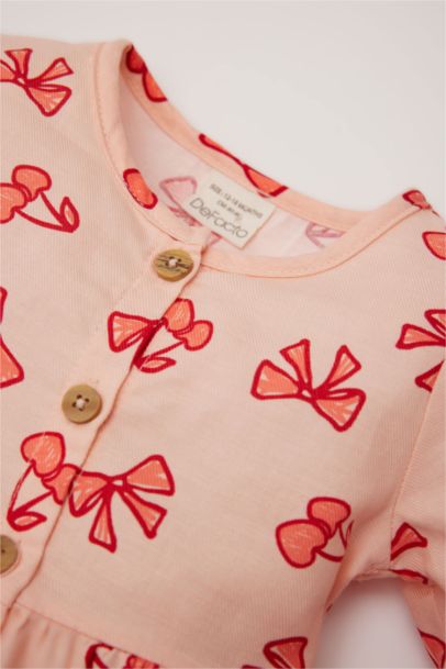 فستان بيبي بناتي فلورال من التويل كم طويل بياقة مستديرة