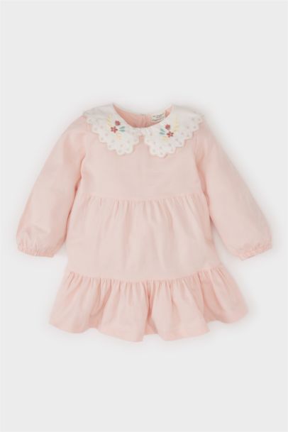 Robe en twill avec broderie florale pour bébé fille