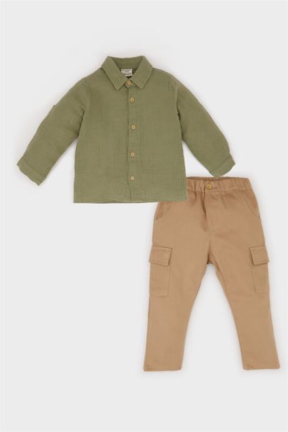 Ensemble de chemise à manches longues et pantalon cargo pour bébé garçon