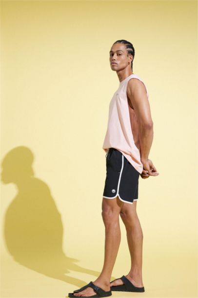 Regular Fit Esnek Dokulu Kısa Boy Deniz Şortu