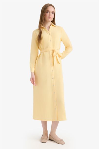 Shirt Collar Muslin Dress